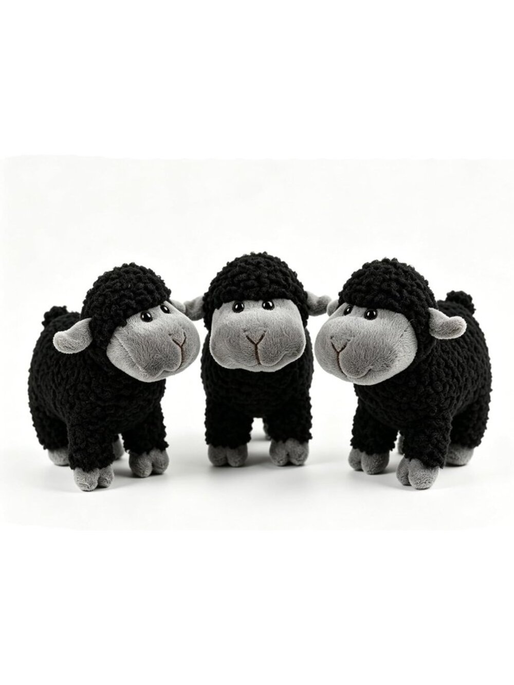 Cute Tiny Heart Lamb Plush Toy Set - 3 Soft Sheep Stuffed Animals for Nursery